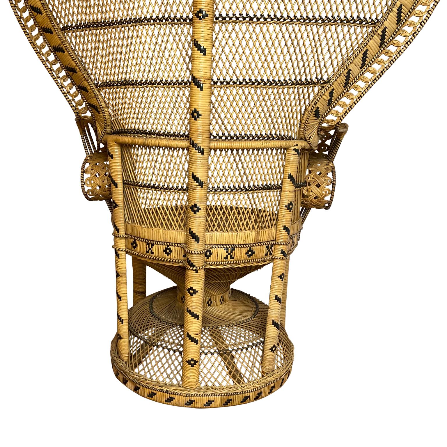 French Handcrafted Rattan and Wicker Emmanuelle Armchair, 1970s 2