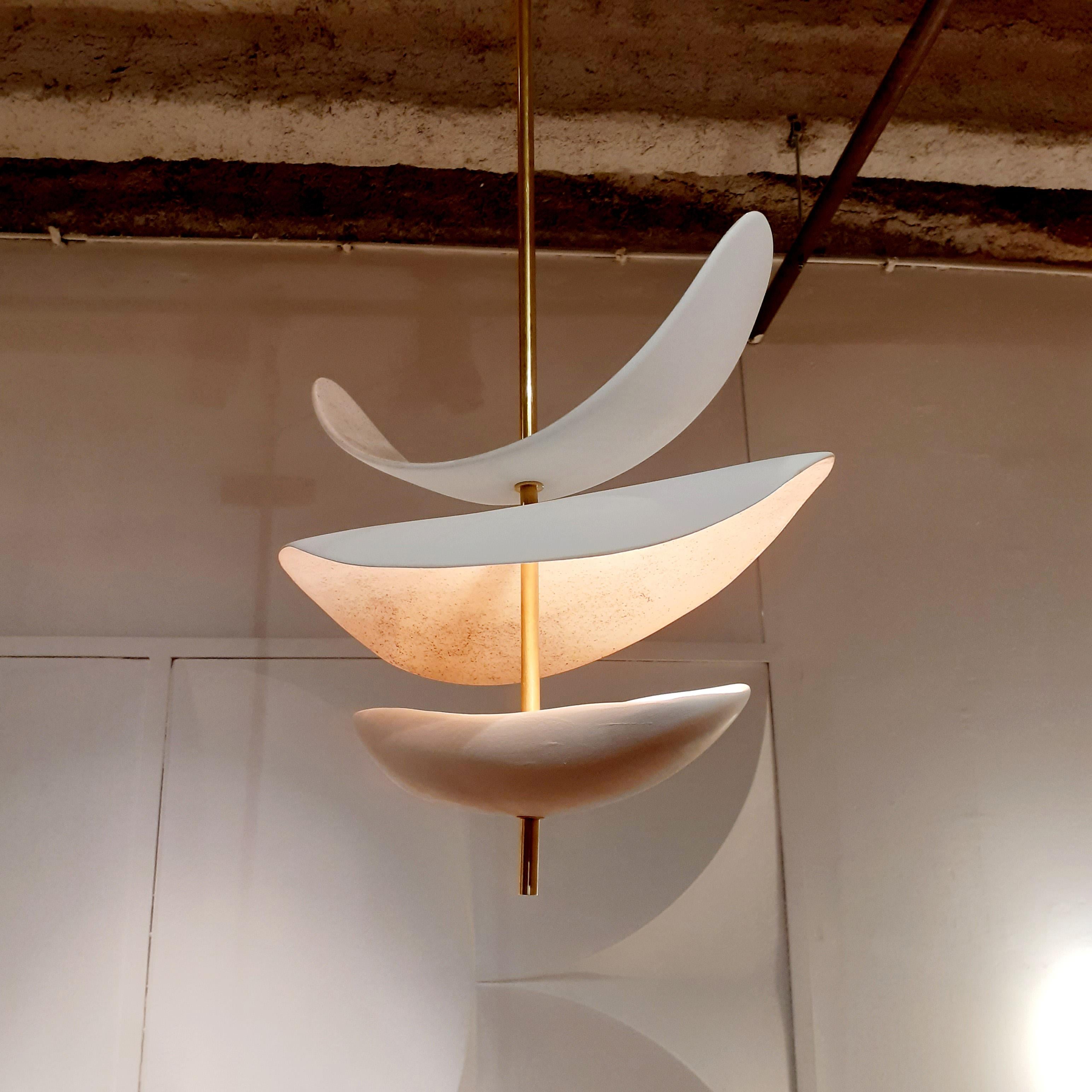 Enameled French Handmade Ceramic Ceiling Lamp