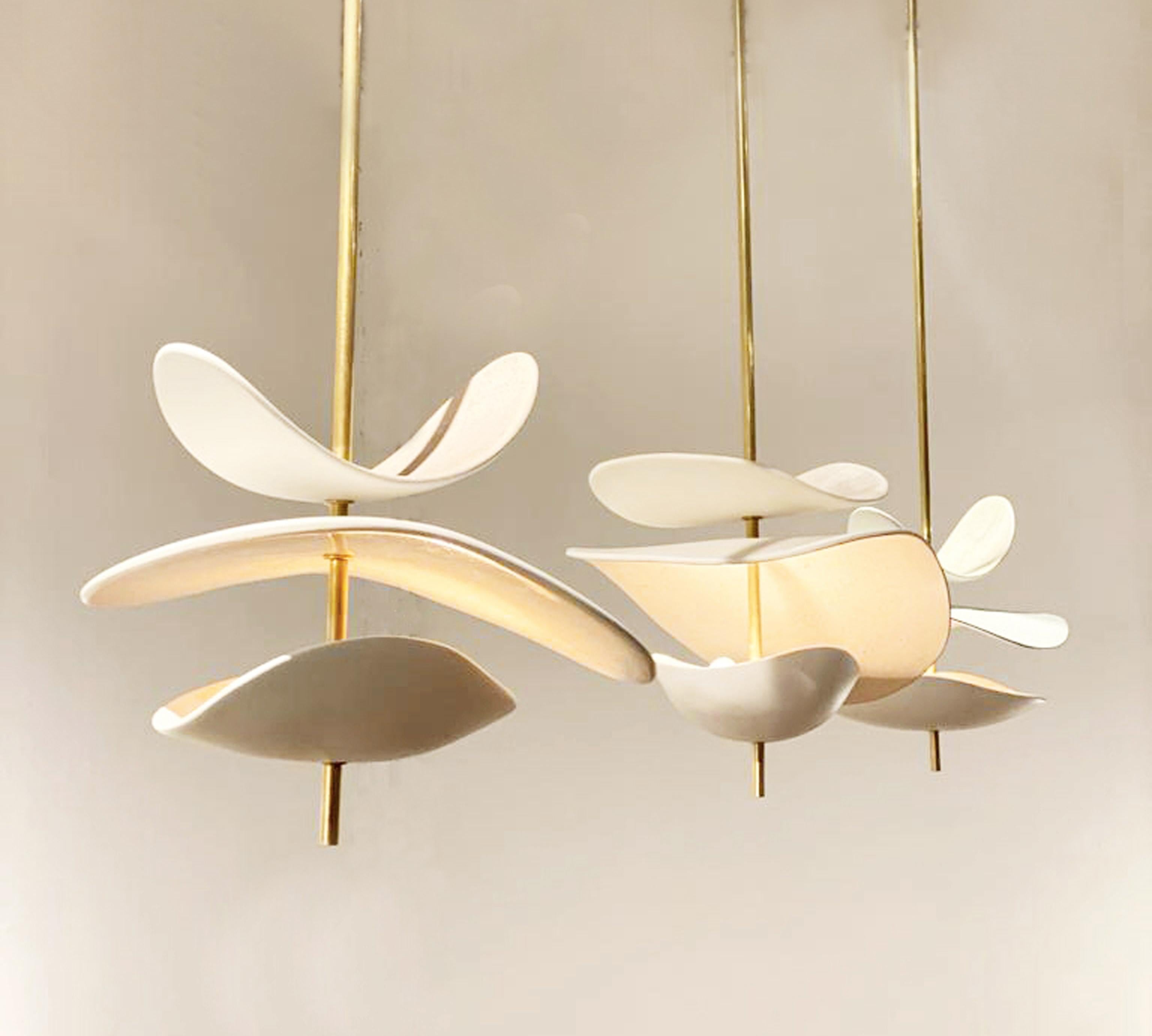 Französische handgefertigte Keramik-Deckenlampe 3