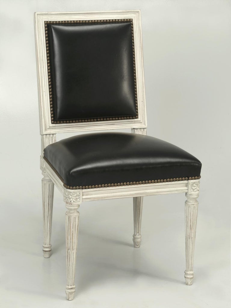French Handmade, Louis XVI Style Chairs, Aged White/Gray ...