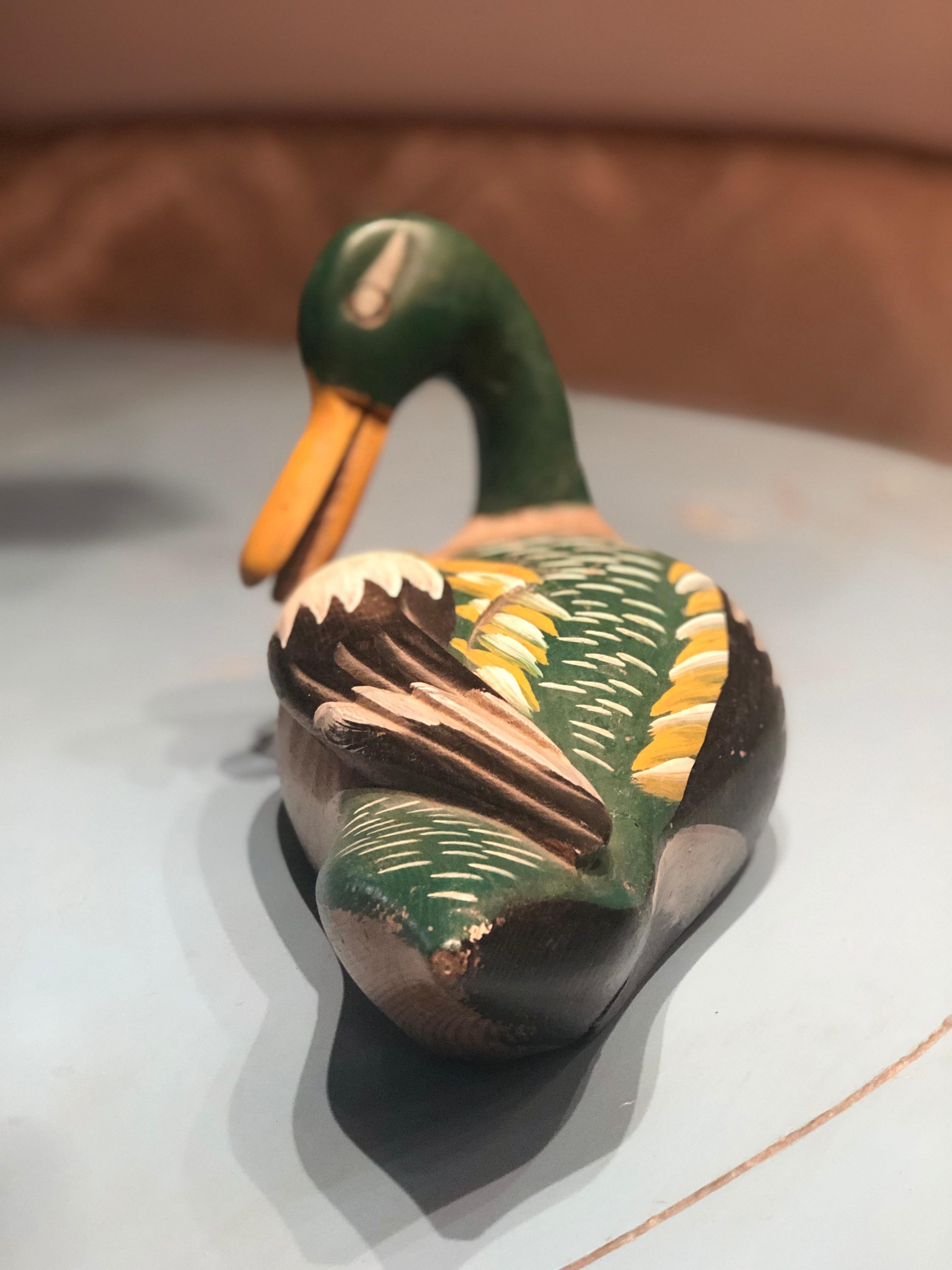 French Handmade Painted Sculpture of a Duck In Good Condition In Sofia, BG