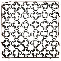 Antique French Handmade Wrought Iron Quatrefoil Fence, circa 1900