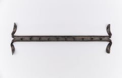 French handmade wrought iron wall coat rack, Mid-Century Modern, 1960s