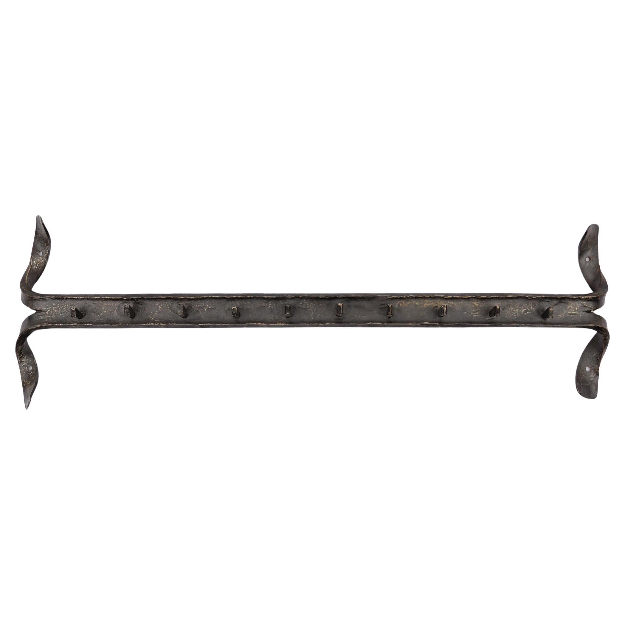 French handmade wrought iron wall coat rack, Mid-Century Modern, 1960s
