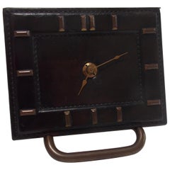 Retro French Handstitched Leather Clock