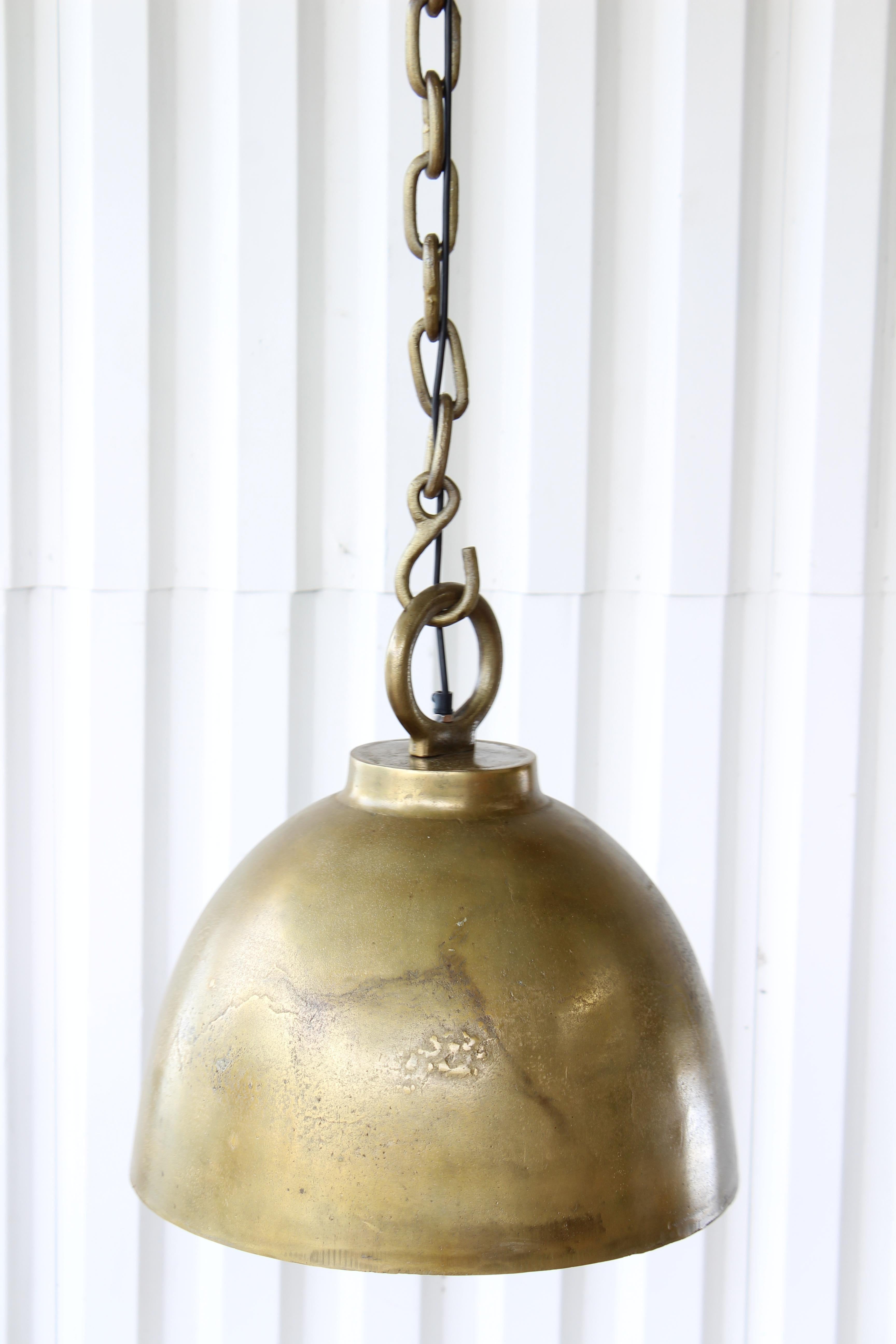 Set of Large French Hanging Pendant Lights in Brass, Multiples Available In New Condition For Sale In Los Angeles, CA