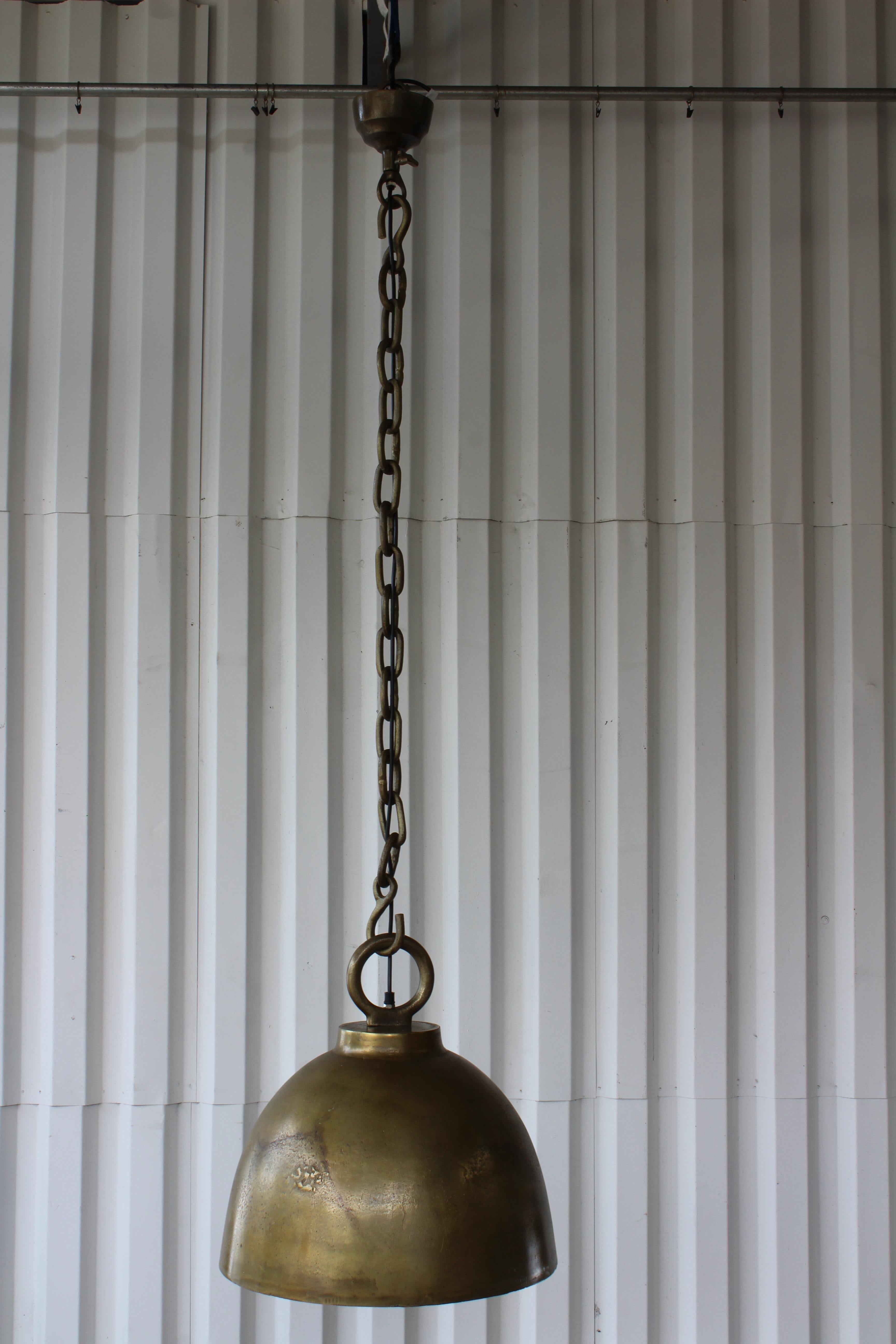 Set of Large French Hanging Pendant Lights in Brass, Multiples Available For Sale 1