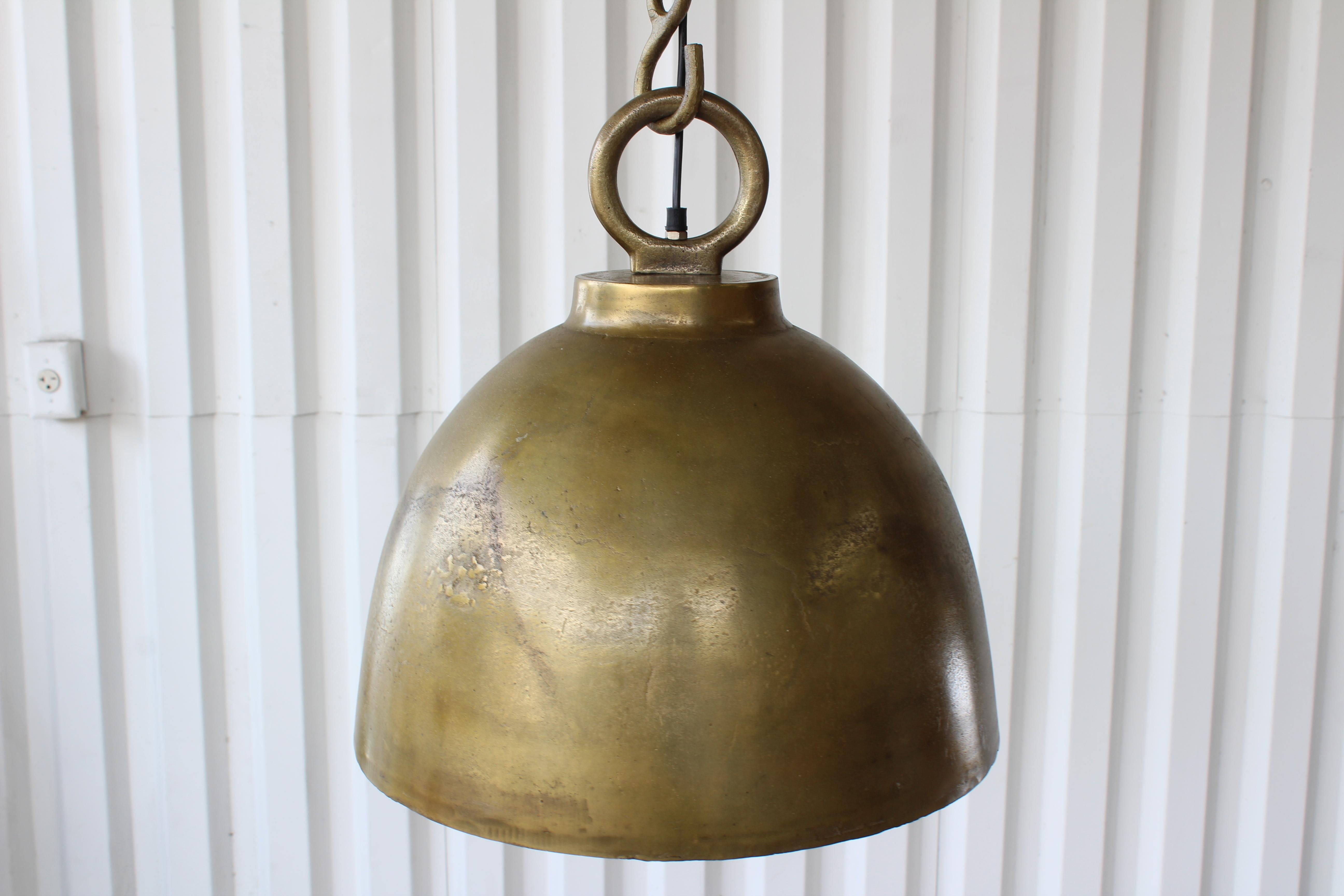 Set of Large French Hanging Pendant Lights in Brass, Multiples Available For Sale 2