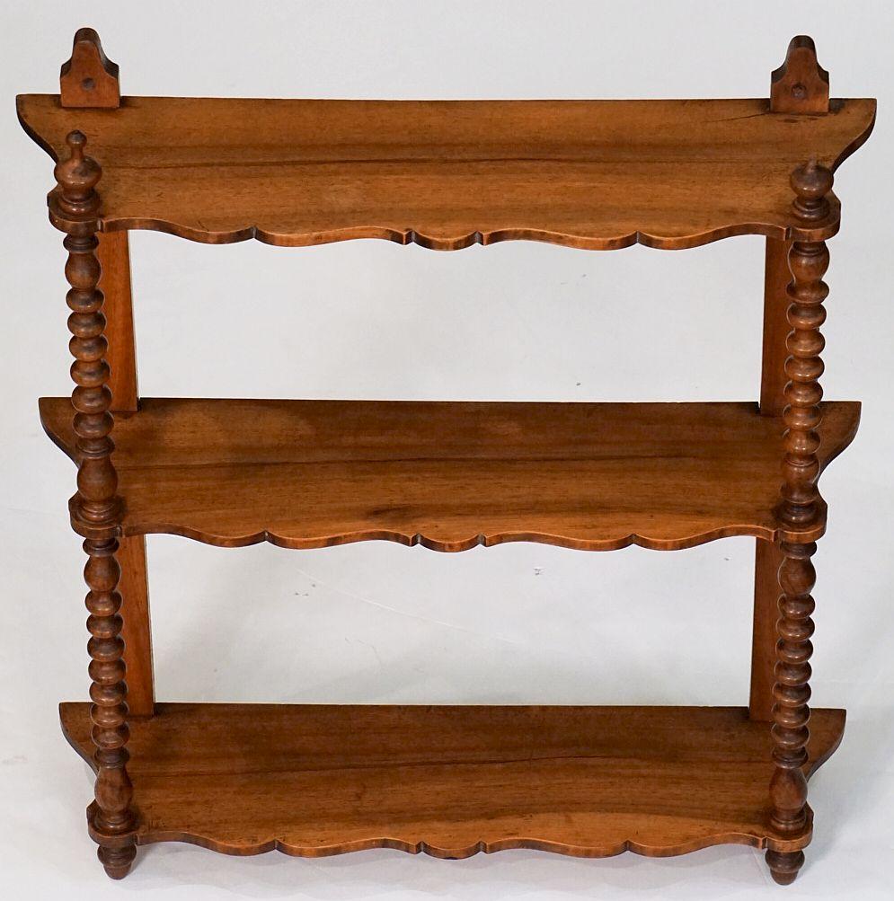 French Hanging Shelf of Walnut with Turned Supports 4