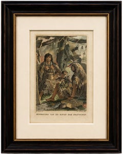 French Harbor Indigenous Family, Antique Ethnographic Print, Pacific Coast, 1805