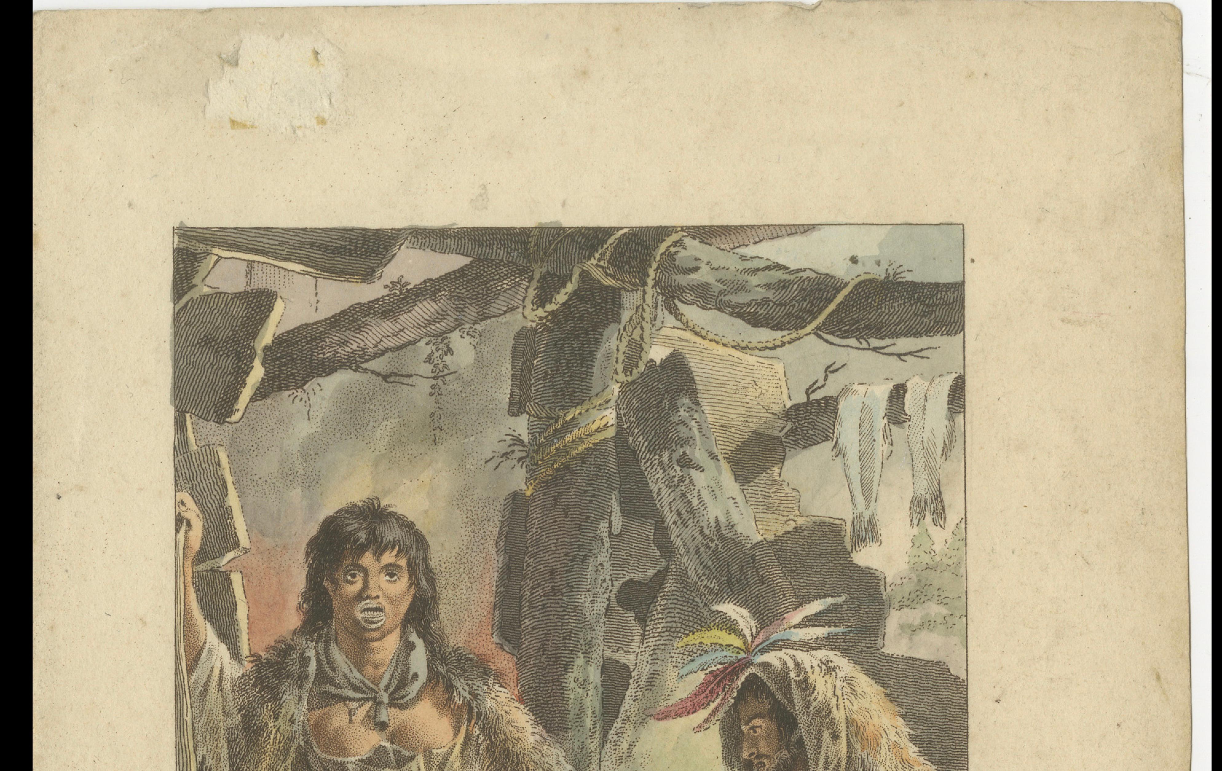 French Harbor Indigenous Family, Antique Ethnographic Print, Pacific Coast, 1805