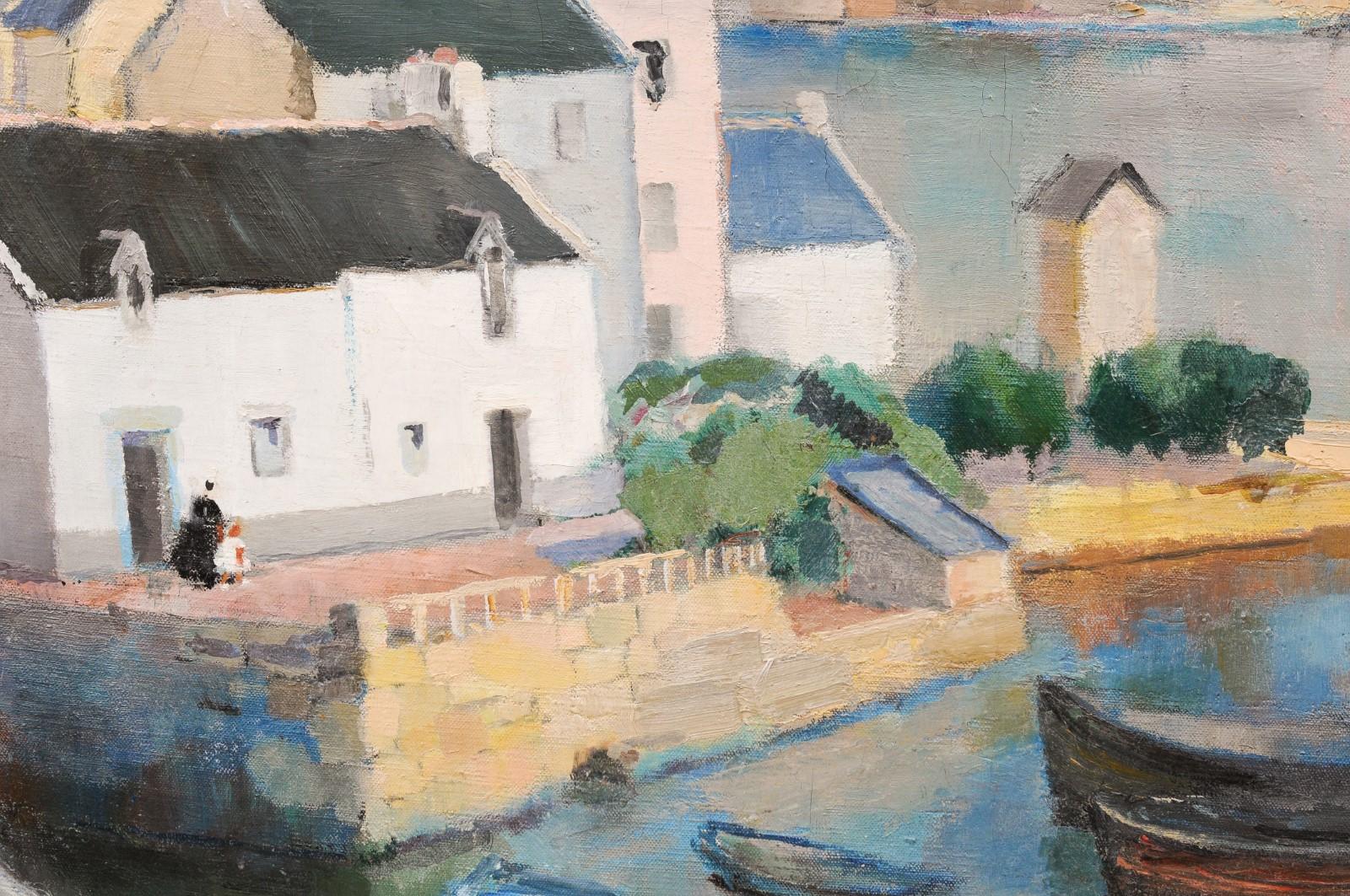 French Harbor Painting by Hortense Pironin Titled 'Le Petit Port à Poul'David' 1