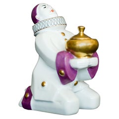 French Harlequin Ceramic Ink and Pen Stand by Aladin