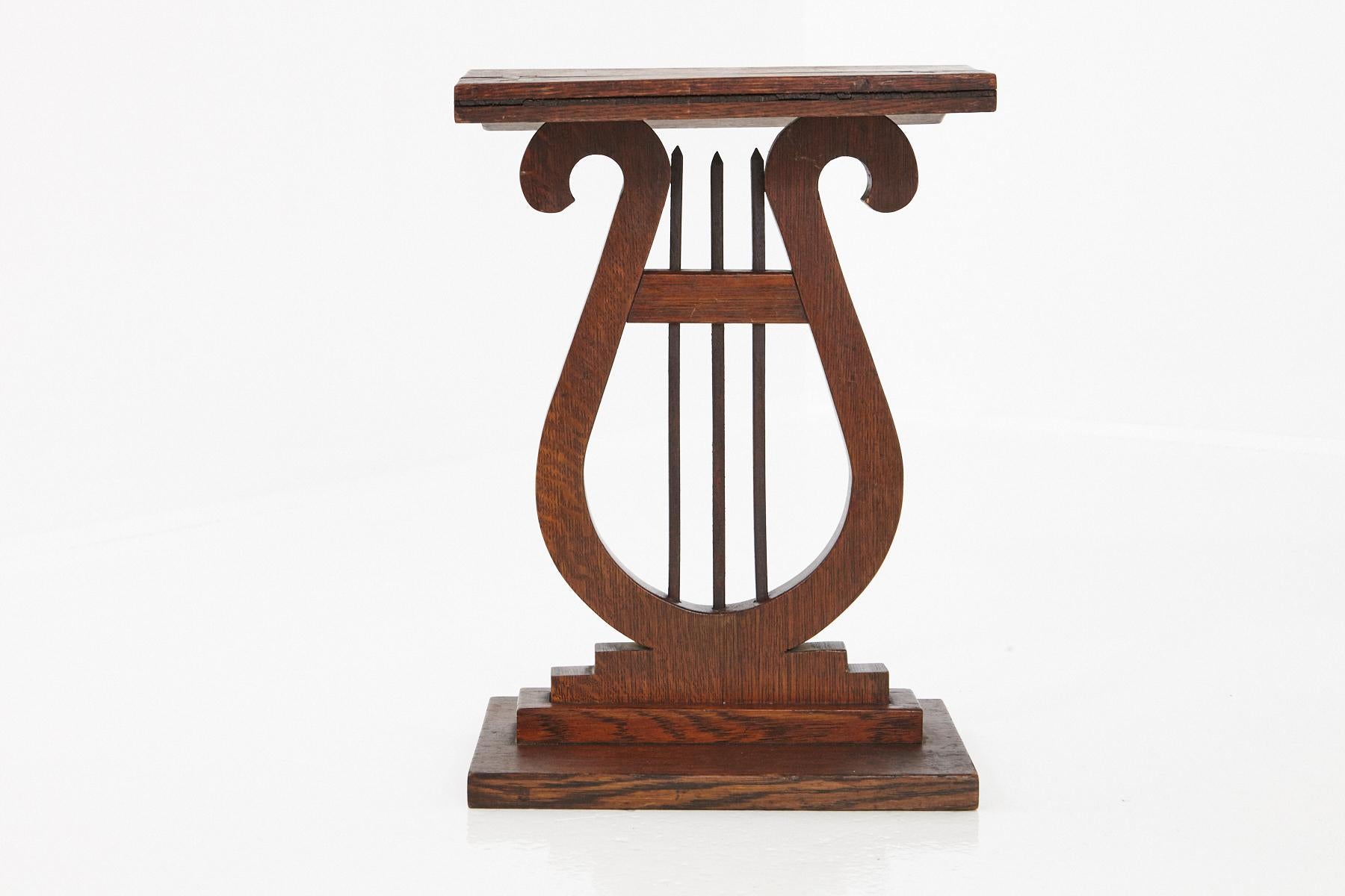 French Harp or Lyre Style Side Table, Warped Top with Inlays, circa 1880s For Sale 3