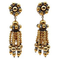 Boucles d'oreilles à pampilles « Diamanté » en haute couture française, plaquées or 24 carats