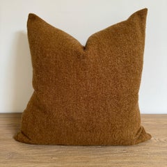 French Bouclette Vintage Linen Pillow with Down Insert Havane