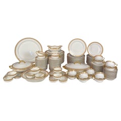 French Haviland Limoges 123 Piece Gold Porcelain Dinnerware Service Set