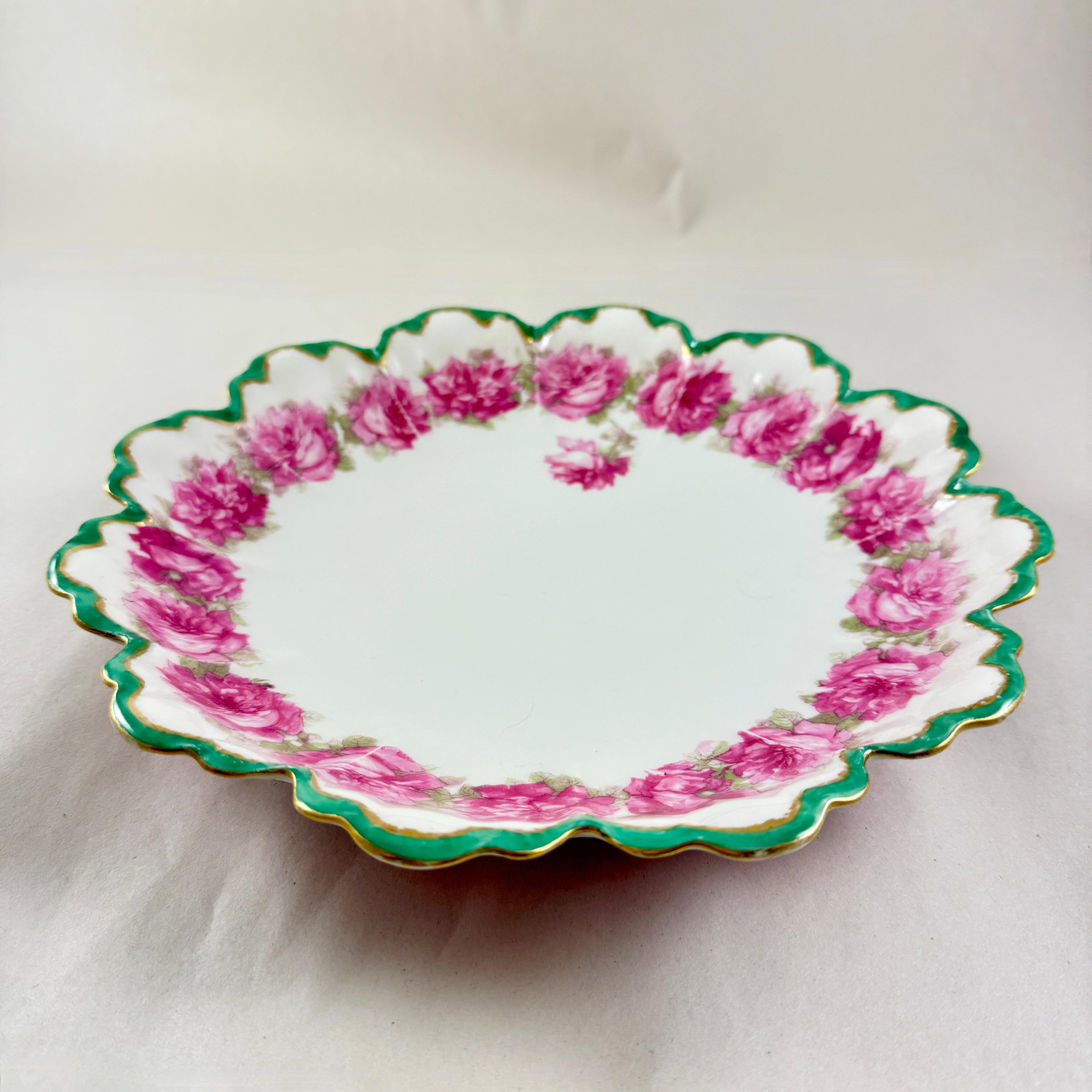 Hand-Painted French Haviland Limoges Petal Shaped Rose Bowl For Sale