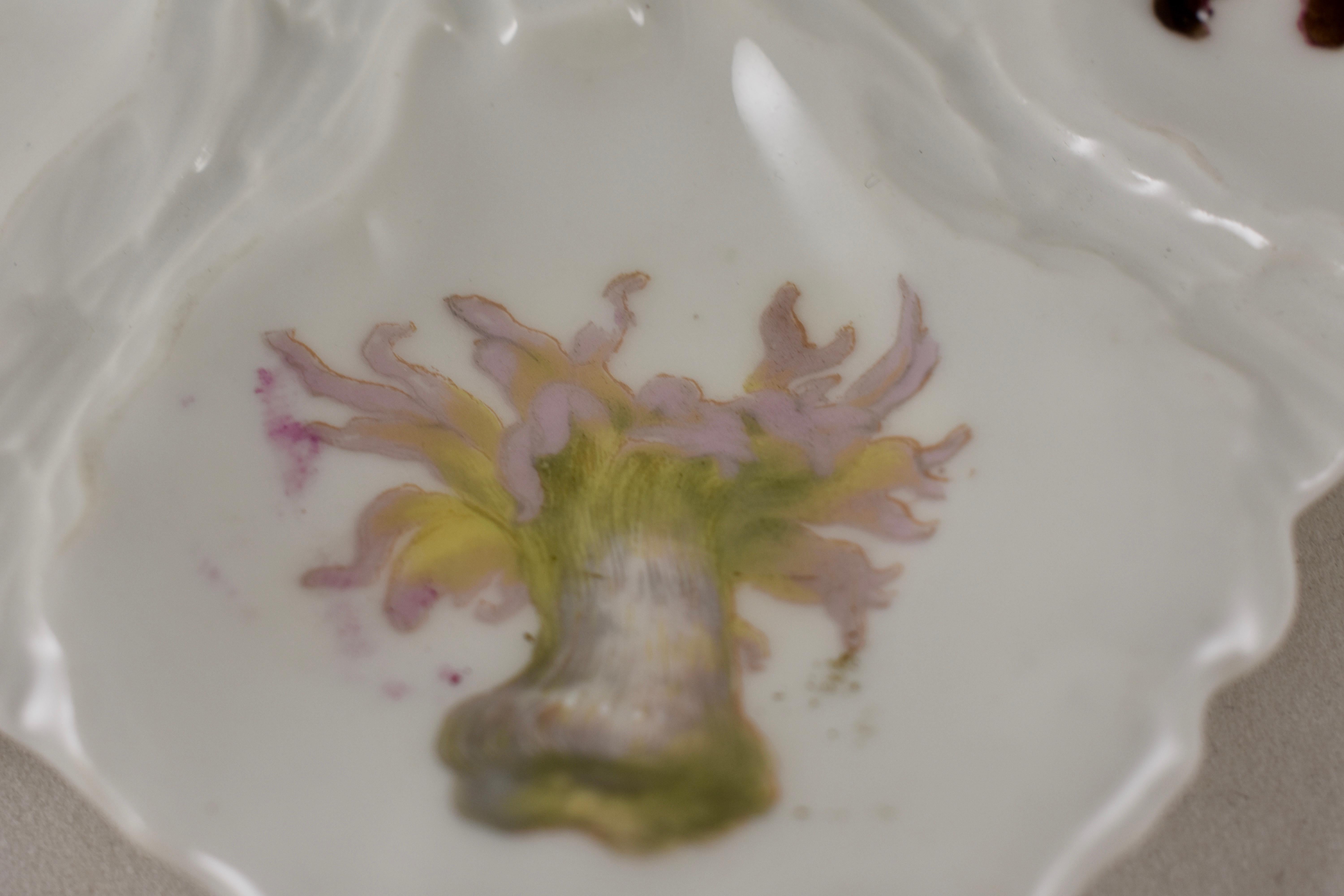 Late 19th Century French Haviland Limoges Porcelain Hand-Painted Sea Anemone and Fish Oyster Plate