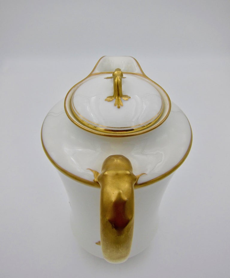 French Haviland Limoges Porcelain Teapot with Gilt Accents at 1stDibs