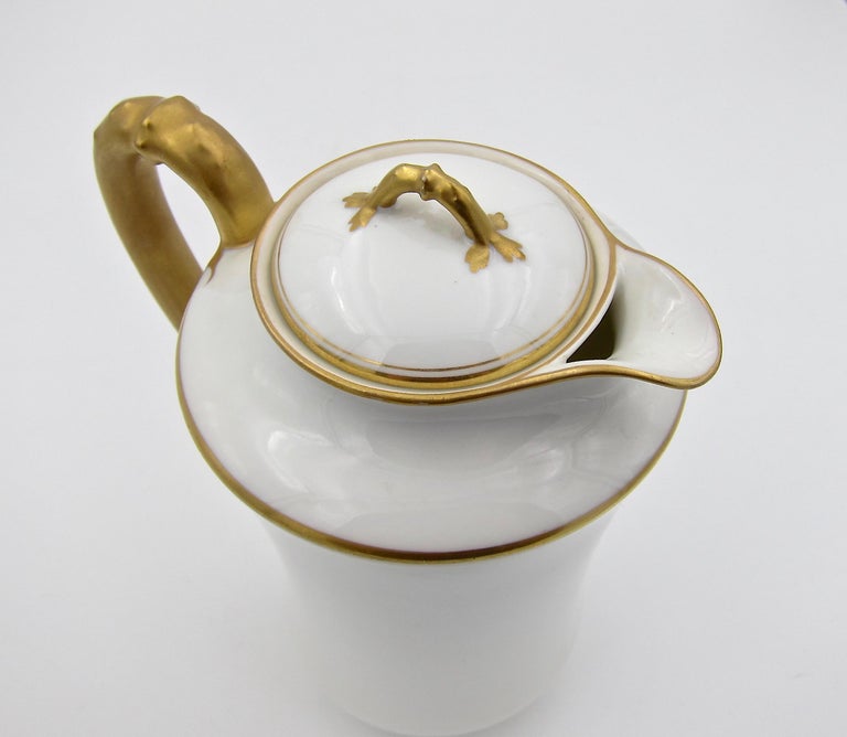 French Haviland Limoges Porcelain Teapot with Gilt Accents at 1stDibs