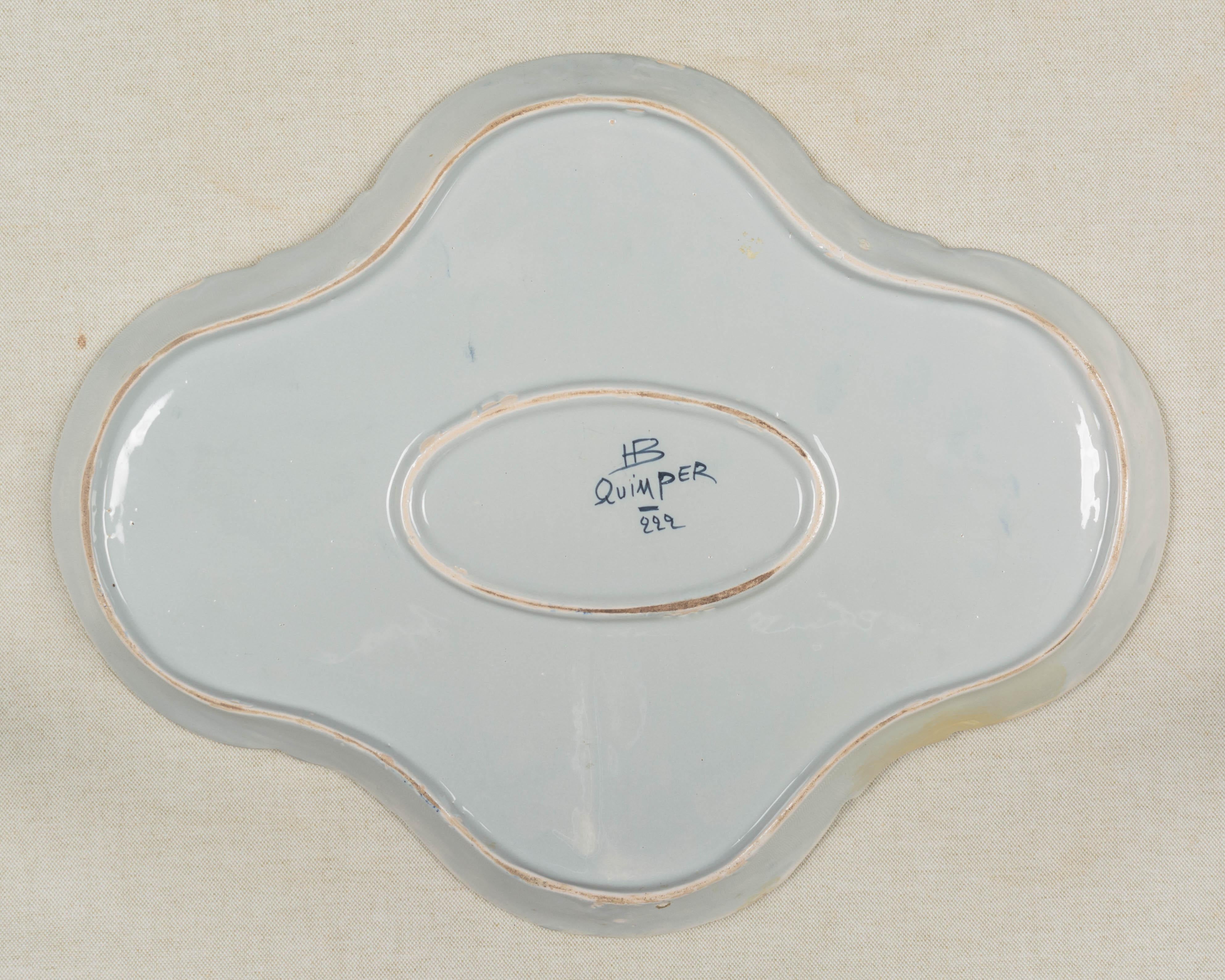 Plato francés de loza HB Quimper Pintado a mano en venta