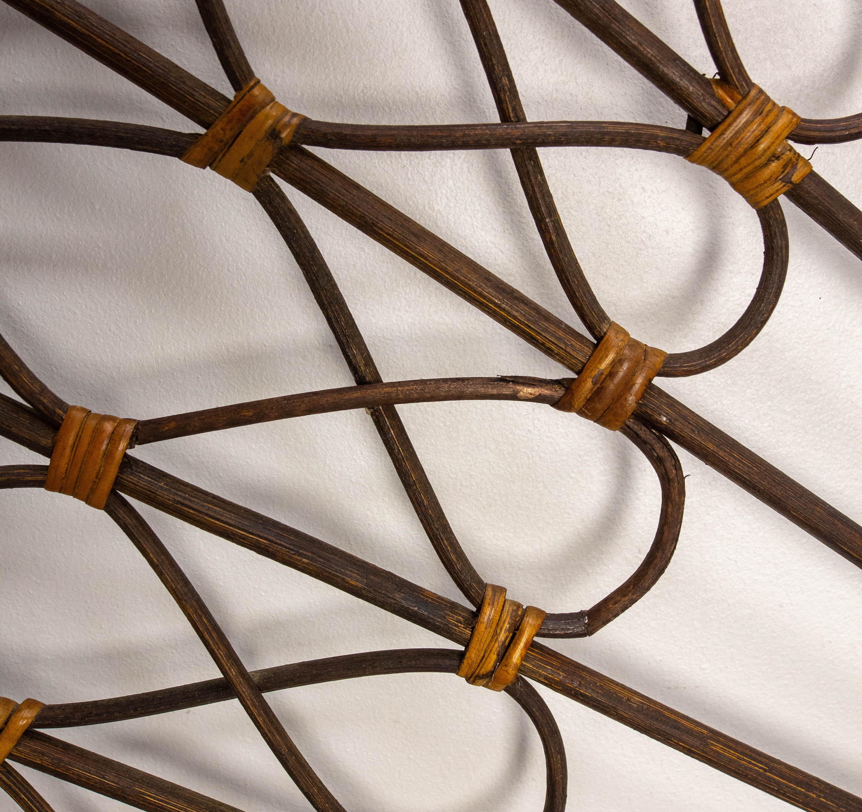 French Headboard Rattan and Wicker Queen Size, Midcentury 3