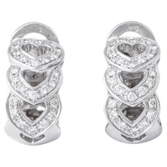 Retro French Heart design Diamond White Gold 18K Earrings