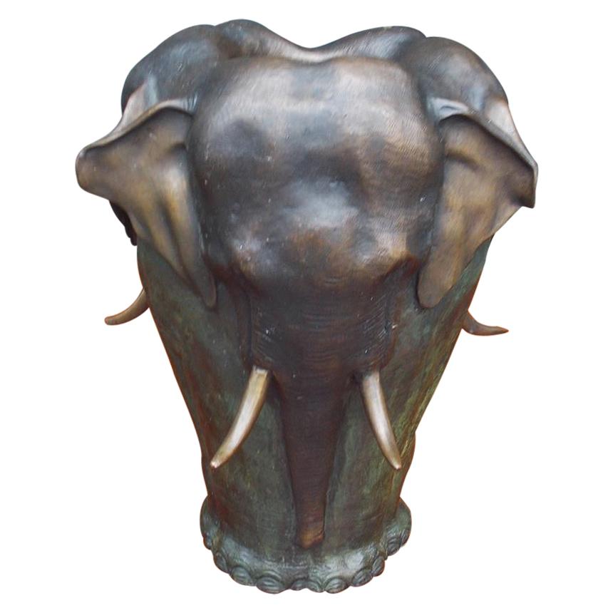French Heavy Cast Figural Bronze Elephant Vase After Antoine Barye, Circa 1880 For Sale