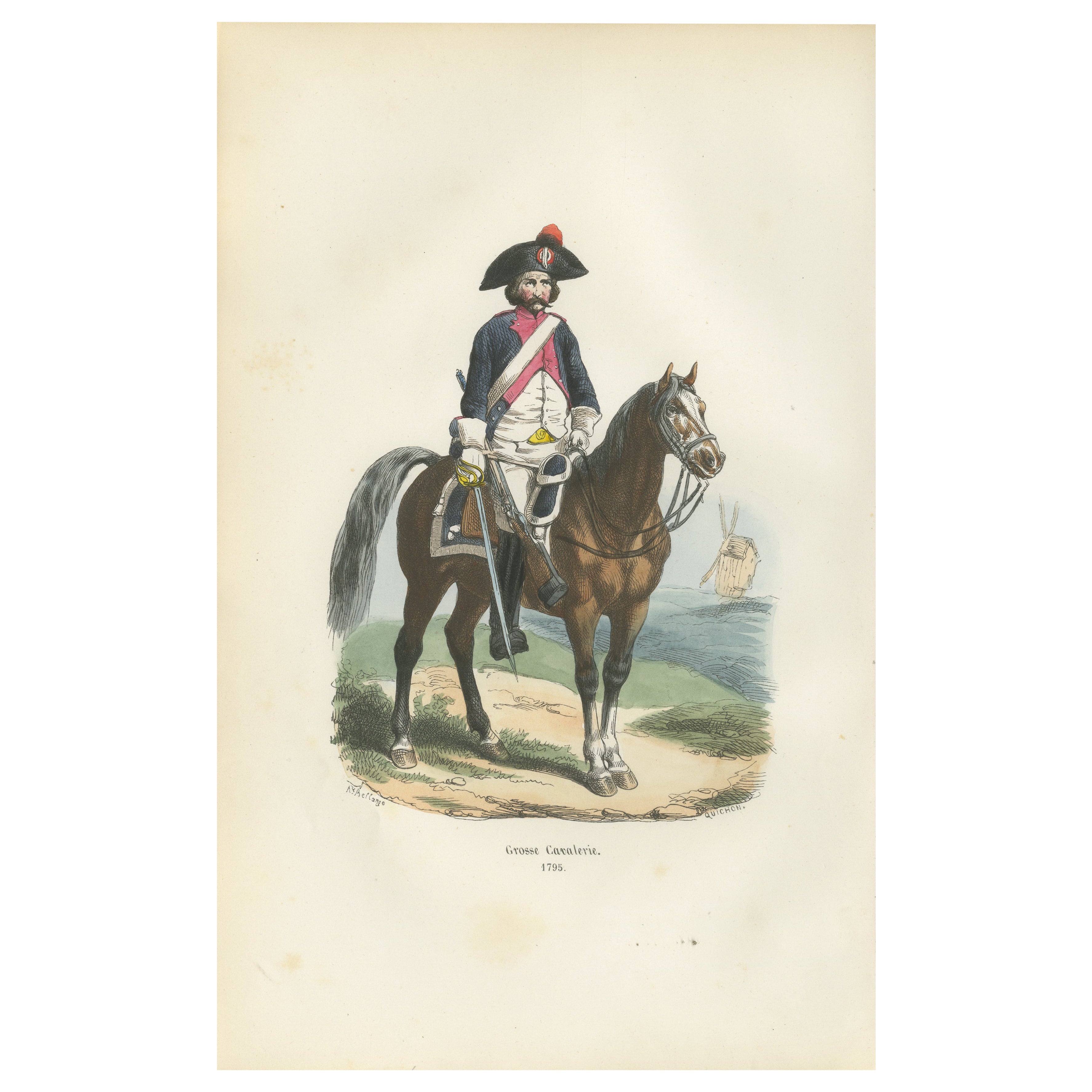 French Heavy Cavalry 1795, Napoleonic Military Uniform Print, 1843