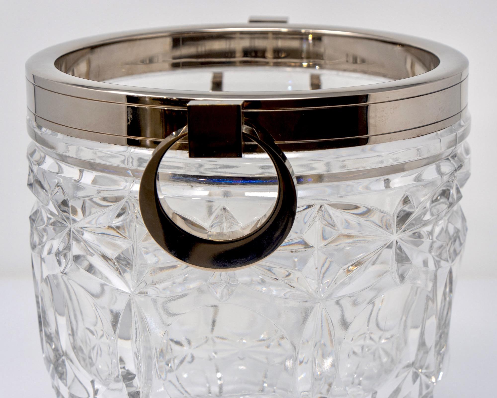 20th Century French Heavy Cut Crystal and Sterling Ice Bucket