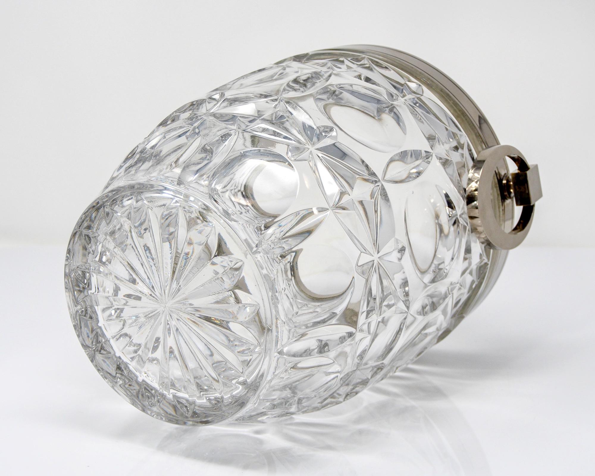 French Heavy Cut Crystal and Sterling Ice Bucket 3