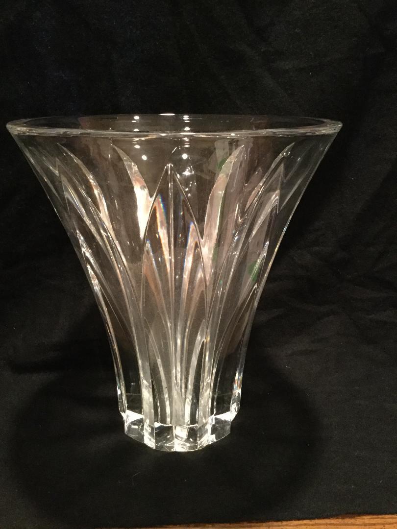 Art Deco French Heavy Cut Crystal Vase by Baccarat in the Brigitte Pattern