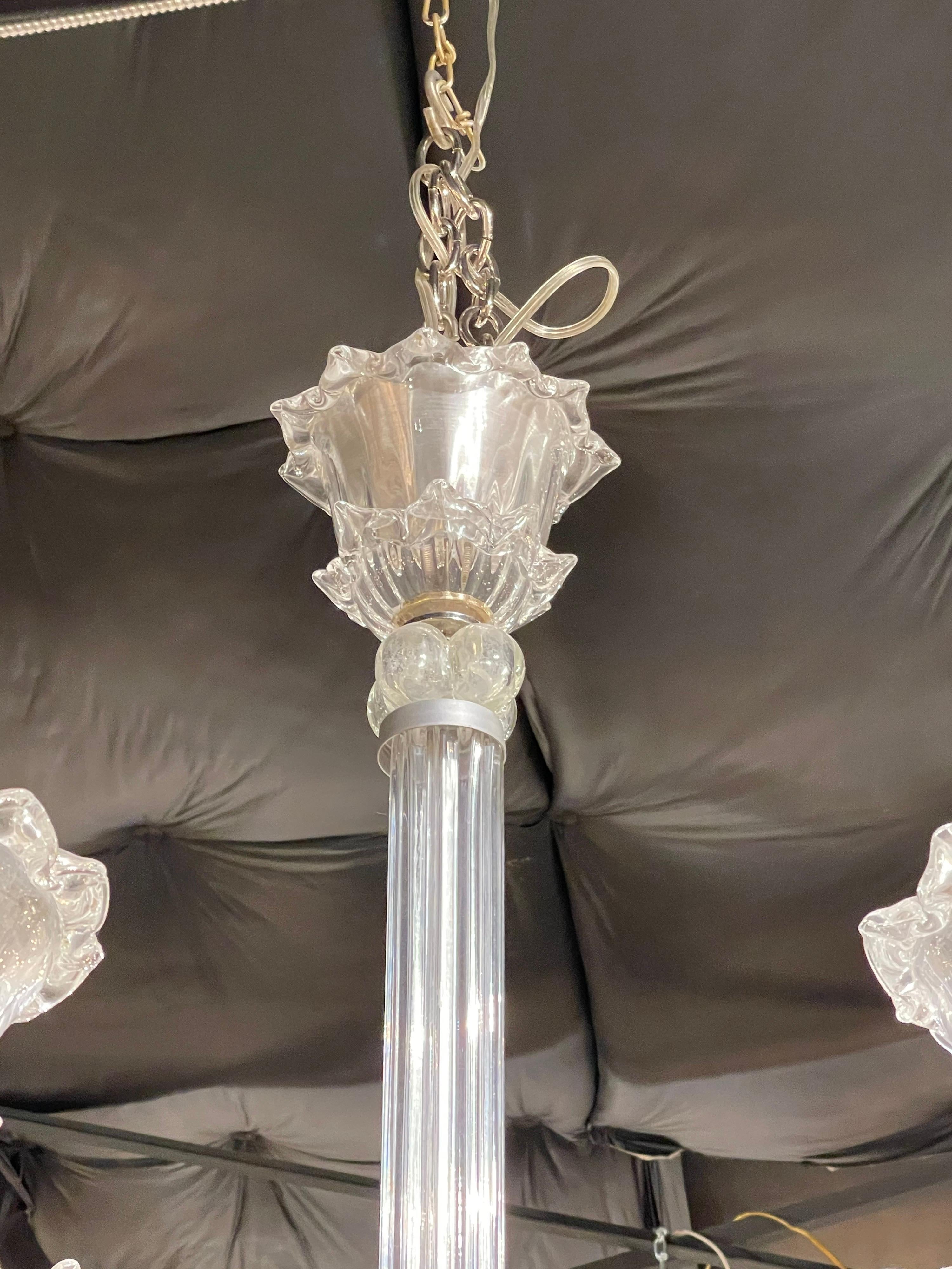 French Heavy Cut Glass Chandelier, circa 1940s In Excellent Condition For Sale In Dallas, TX