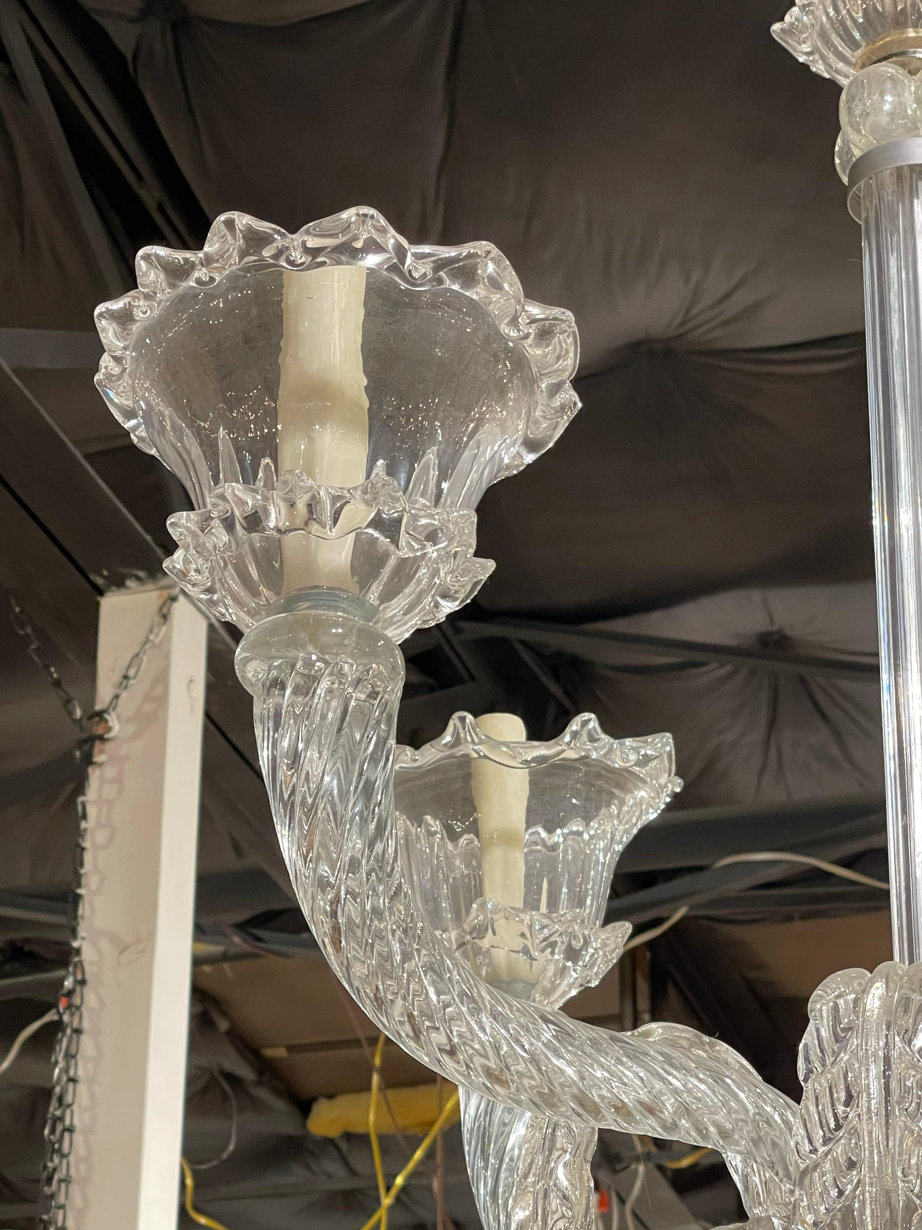 20th Century French Heavy Cut Glass Chandelier, circa 1940s For Sale