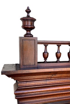 French Henri II Style Carved Walnut Overmantel Mirror, C. 1880