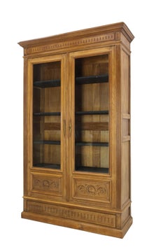 French Henri II Style Oak Bookcase Vitrine Second Part 19th Century