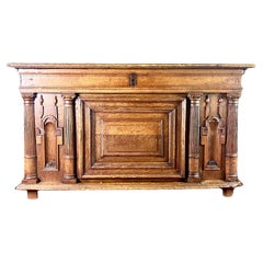 Used French Henri IV / Renaissance Chest Desk in carved wood 17th - France