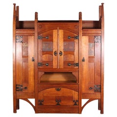 Vintage French Henri Rapin Arts and Crafts Bookcase in Oak