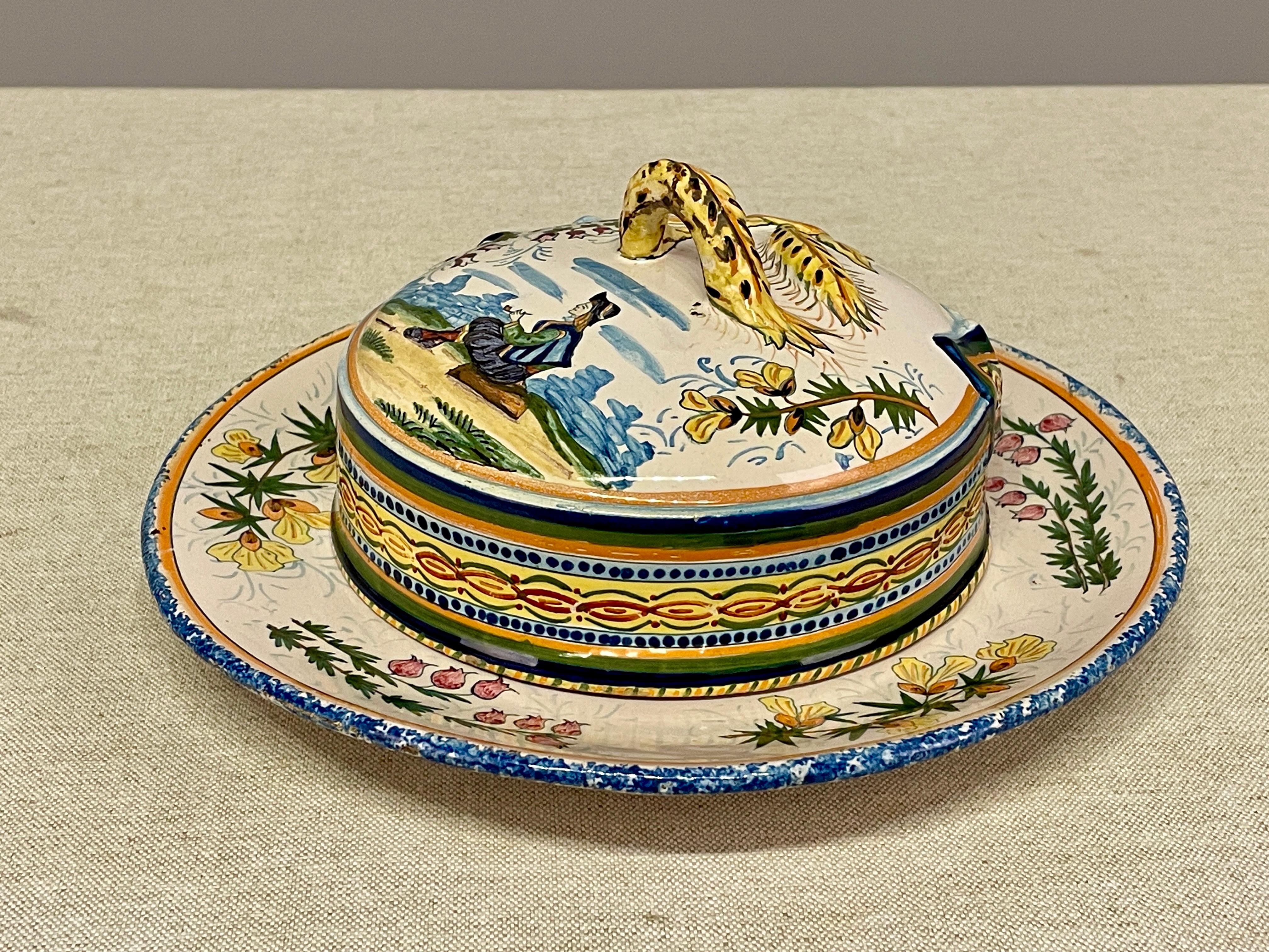 French Henriot Quimper Faience Butter Dish For Sale 8
