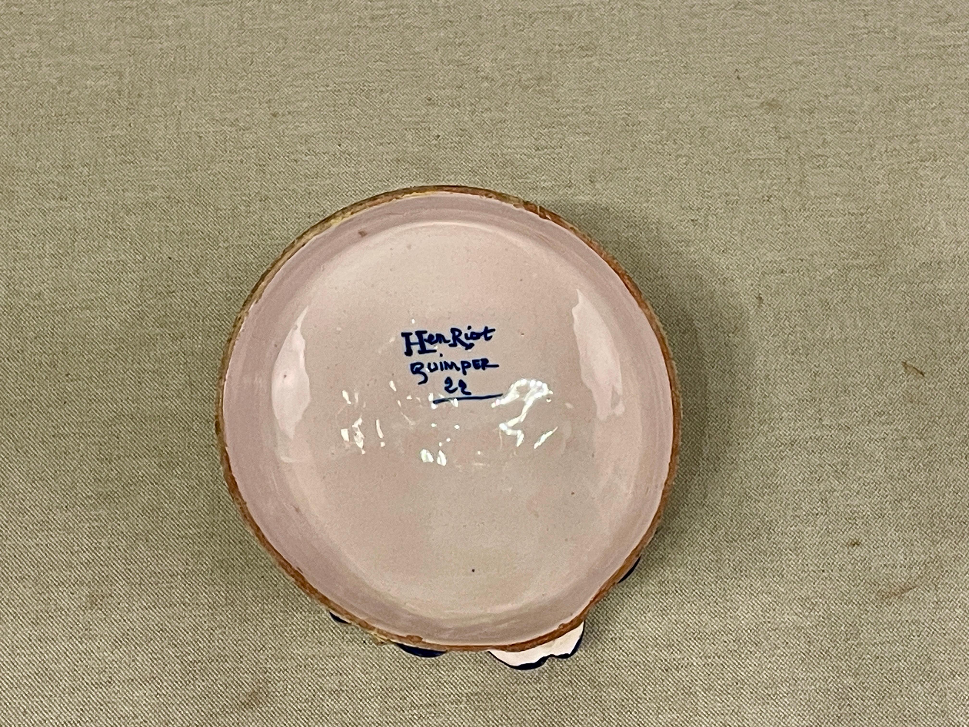 French Henriot Quimper Faience Butter Dish In Good Condition For Sale In Winter Park, FL