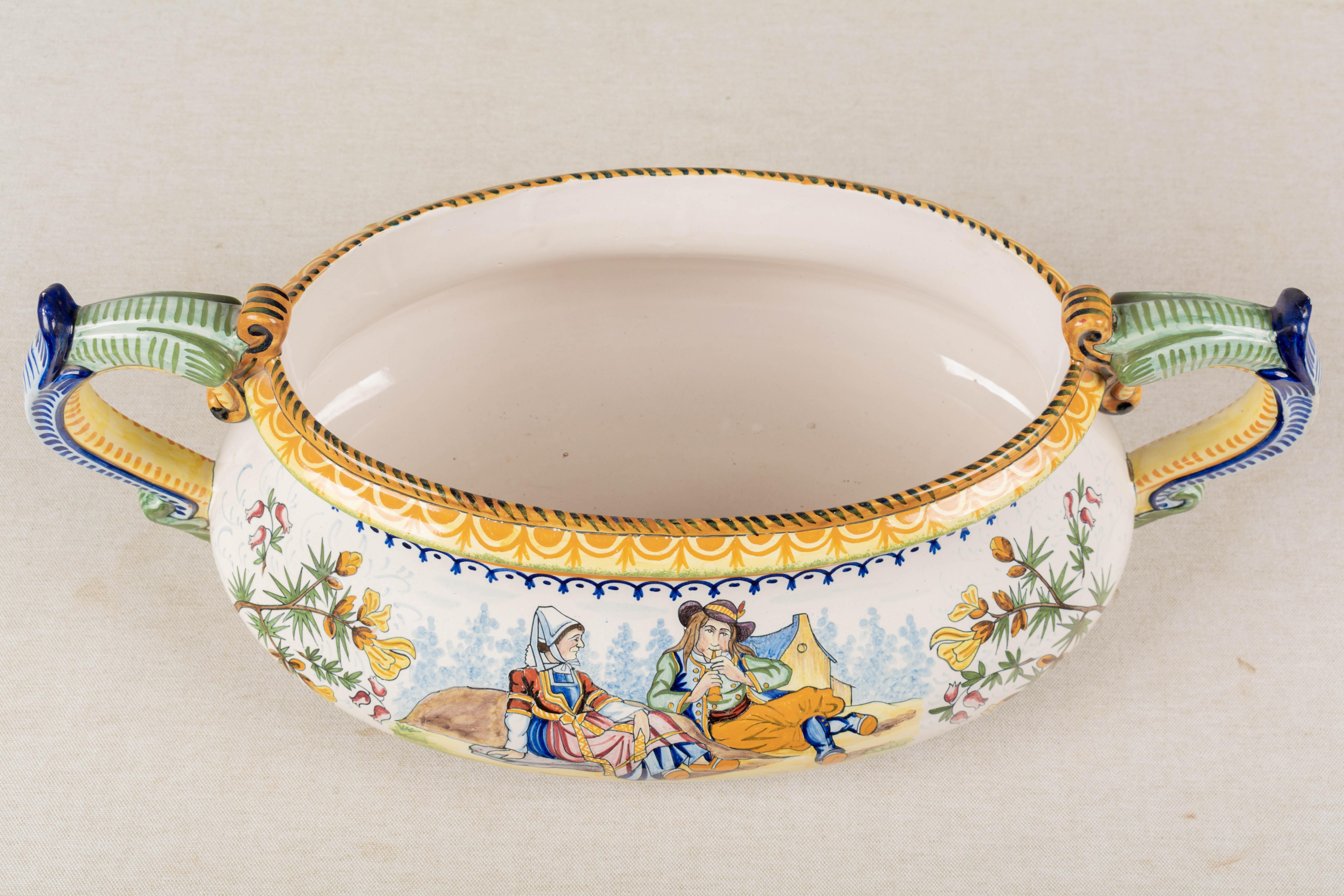 French Henriot Quimper Faience Jardiniere For Sale 4