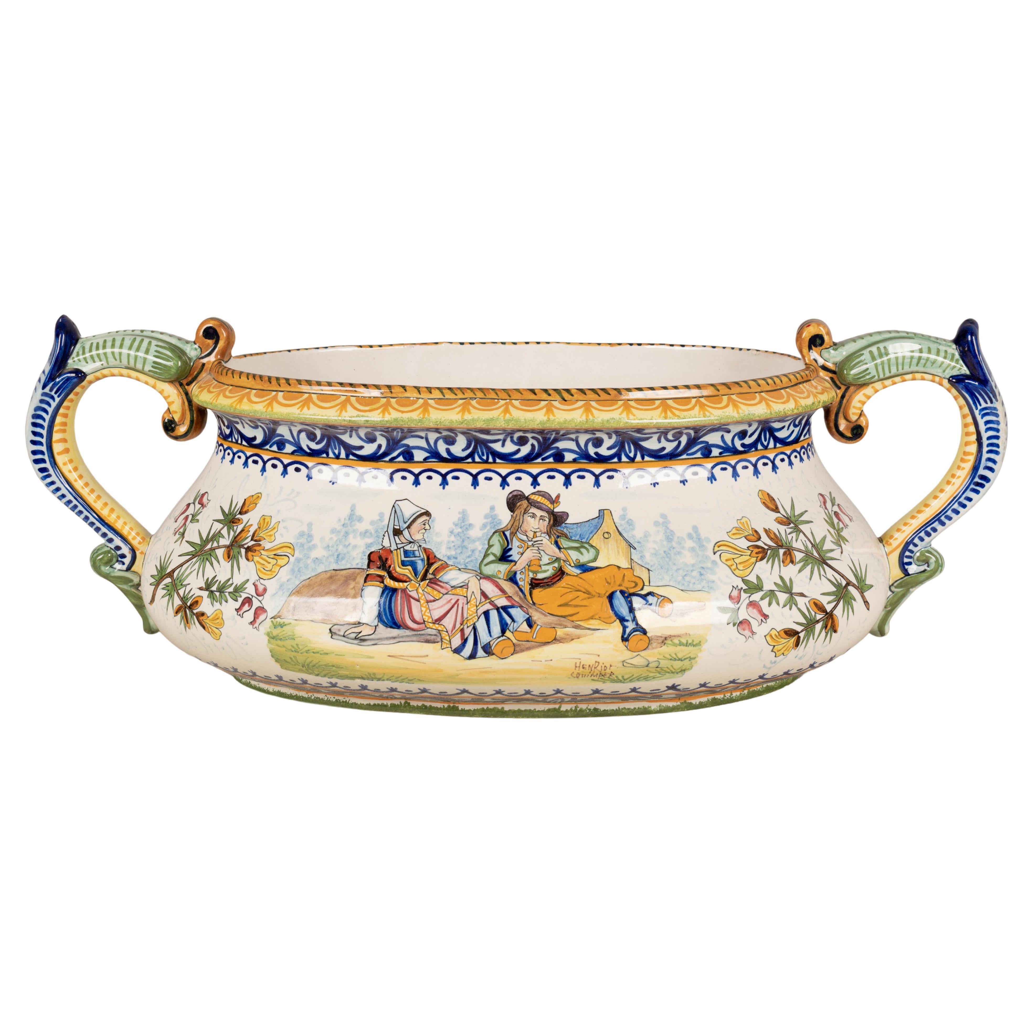 French Henriot Quimper Faience Jardiniere For Sale