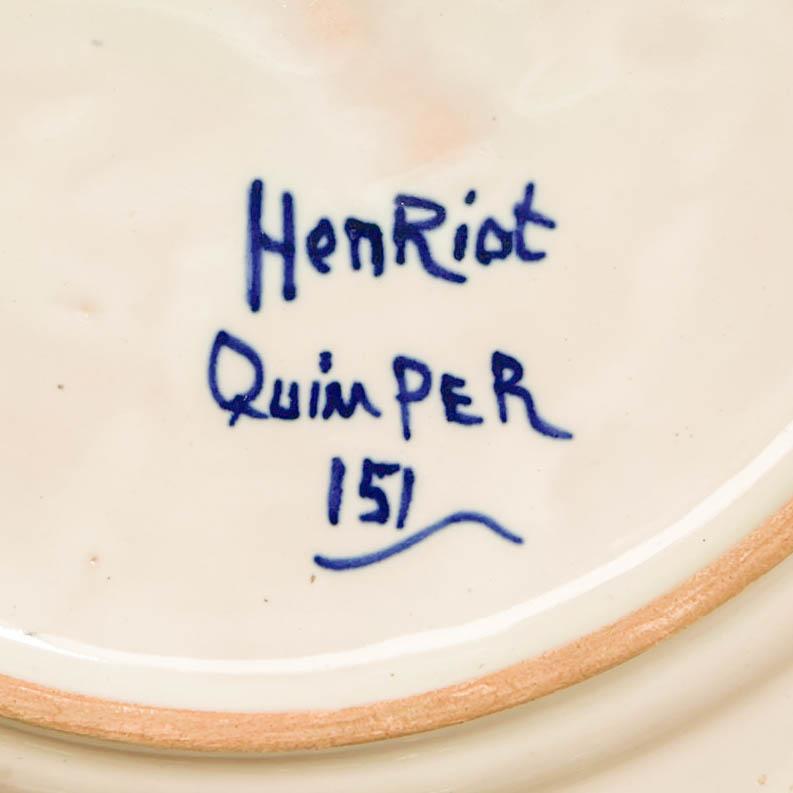 20th Century French Henriot Quimper Faience Plate For Sale