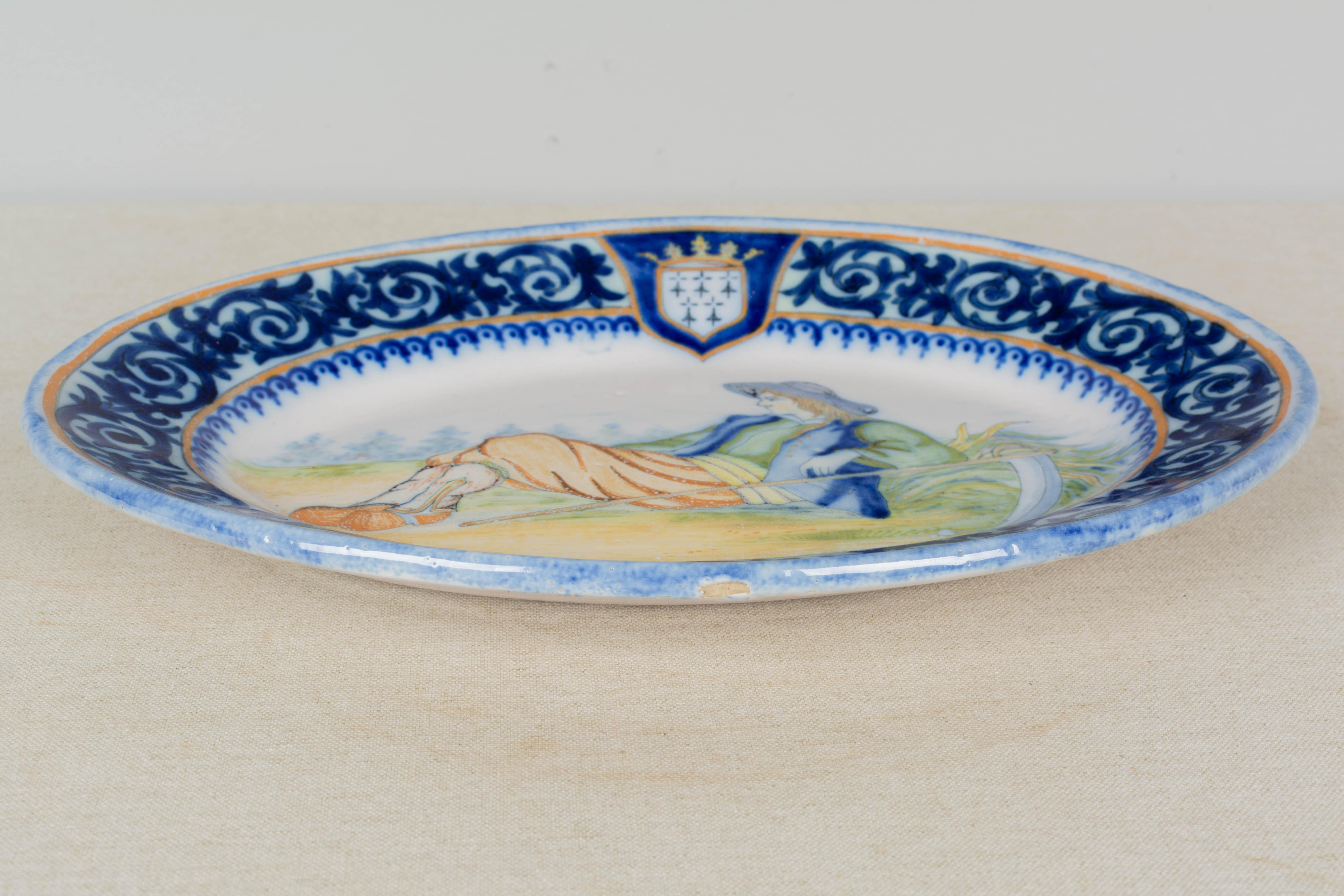 Plato francés de loza Henriot Quimper Francés en venta