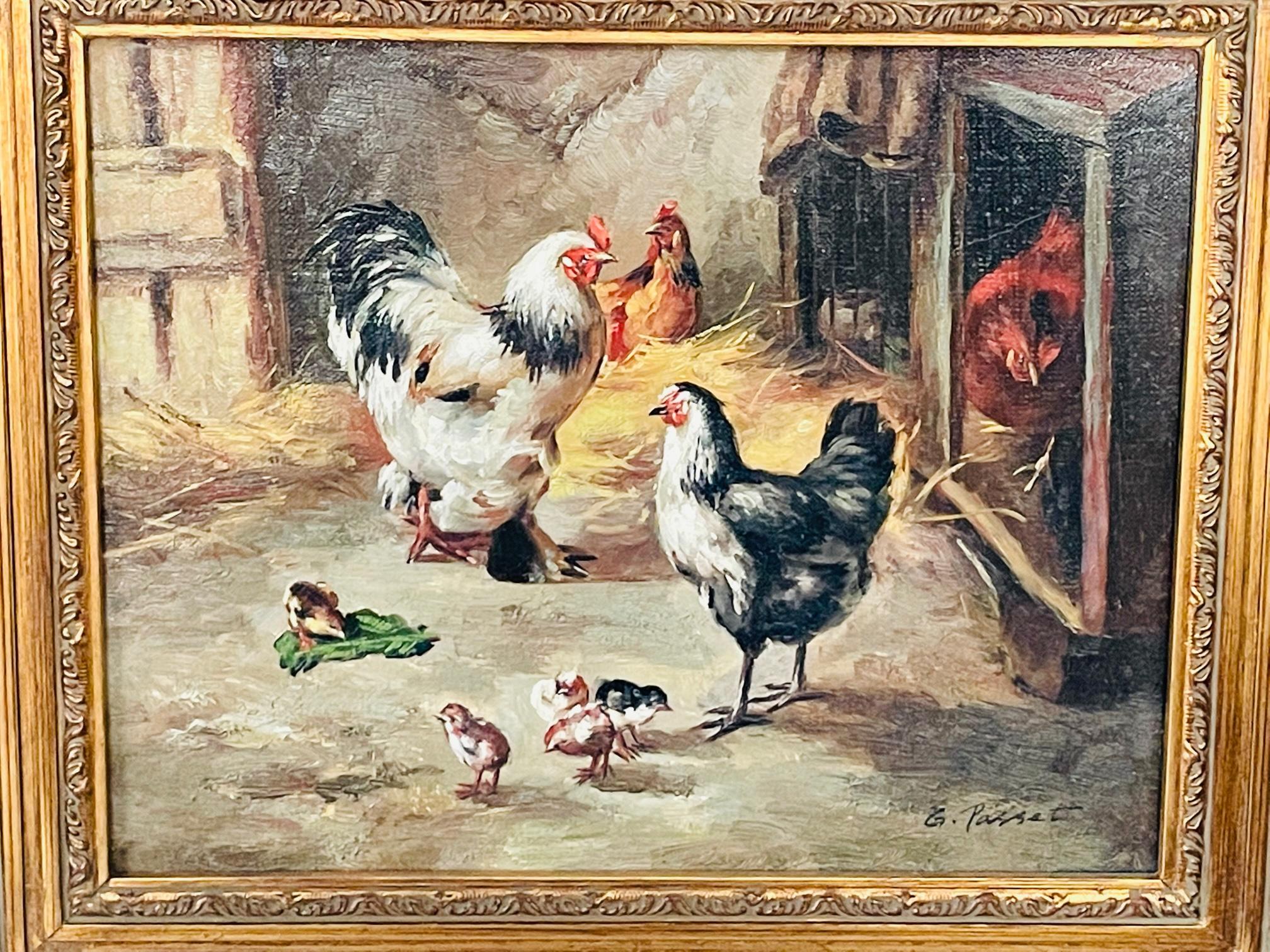 poules et coqs en peinture