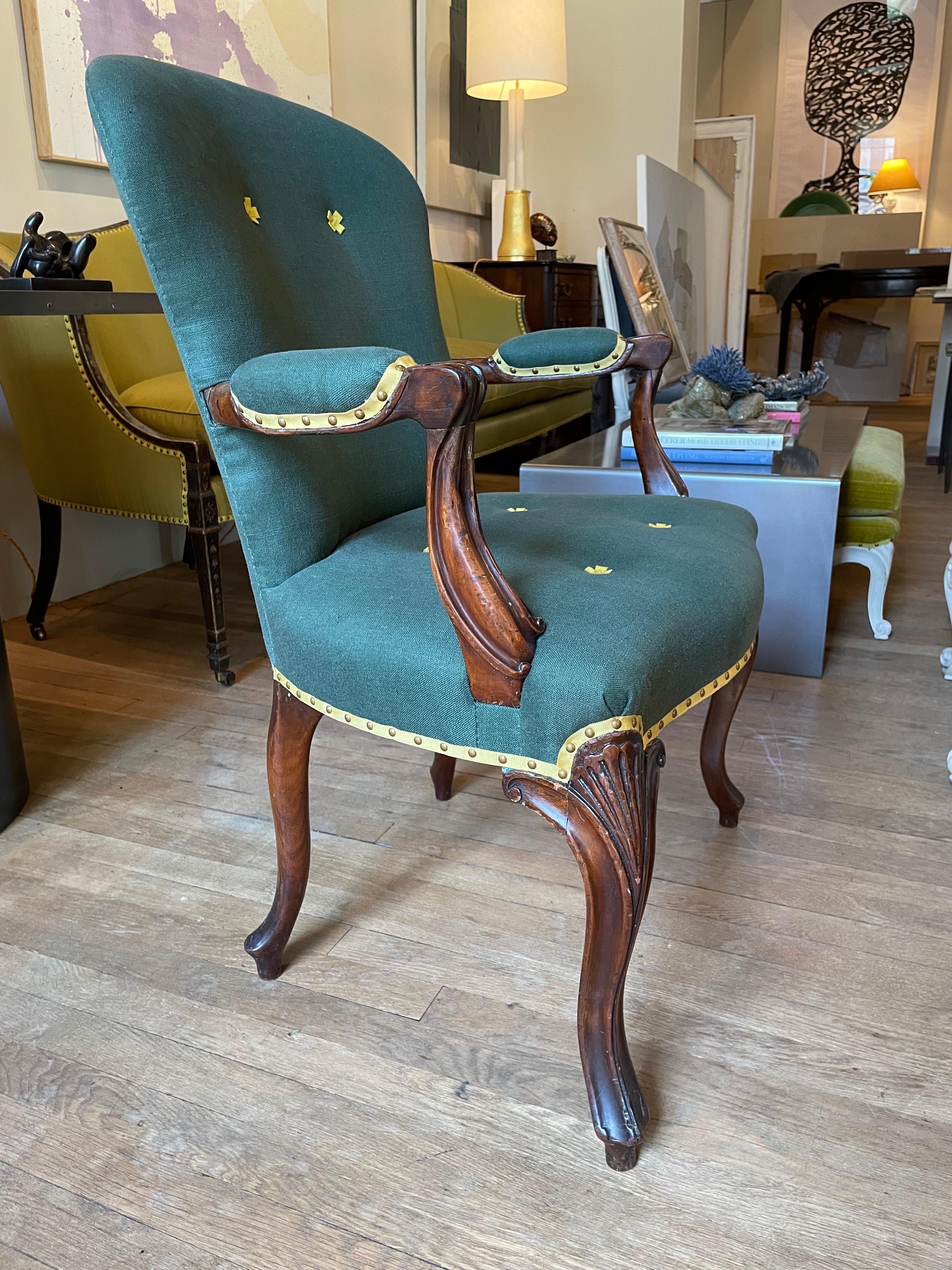 English French Hepplewhite Mahogany Armchair