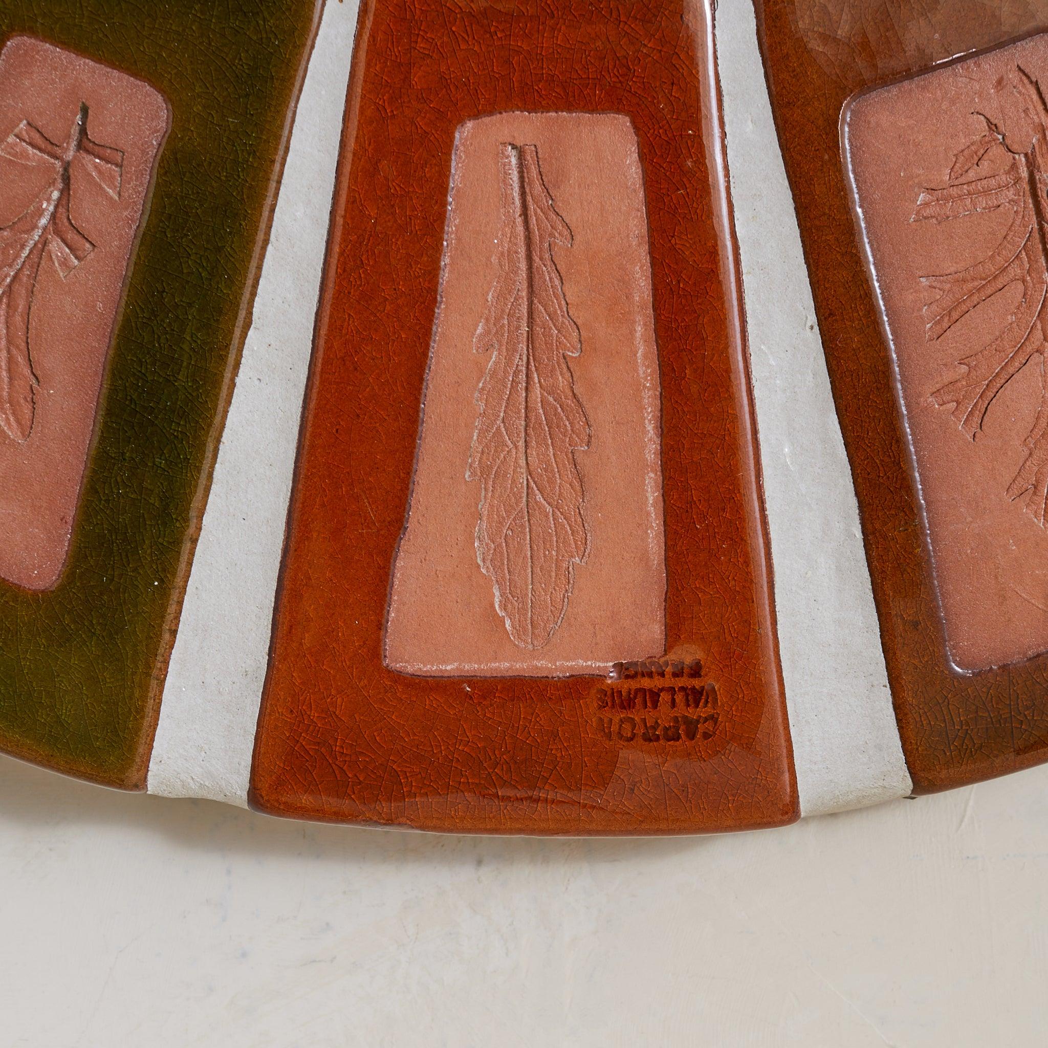 French ‘Herbier’ Ceramic Sunburst Wall Mirror by Roger Capron, 1970s Moderno de mediados de siglo en venta