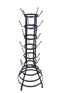 French Herisson Hedgehog Industrial Iron Bottle Mug Hanging Drying Rack 50"
