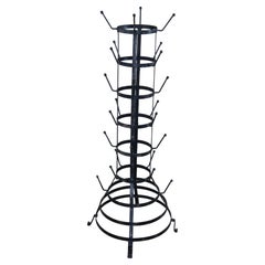 French Herisson Hedgehog Industrial Iron Bottle Mug Hanging Drying Rack 50"